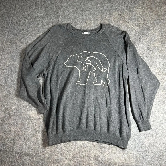 Co-operative Sweater Womens Small Food Chain Bear Fox Rabbit Farmer Outdoor - Picture 1 of 7